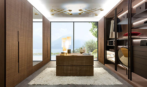 Laurameroni luxury modern made to measure day and night wardrobes or walk in closets for contemporary bedroom or living room interior decor and design