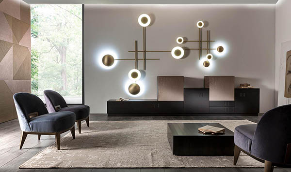 Laurameroni luxury modern designer wall lamps in copper or brass and fine metals for contemporary interior decor and design
