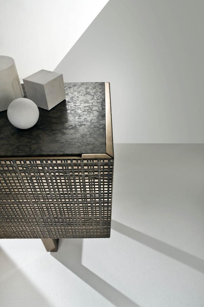 BD 91 is a Low sideboard with Maxima surface in bronze liquid metal finish