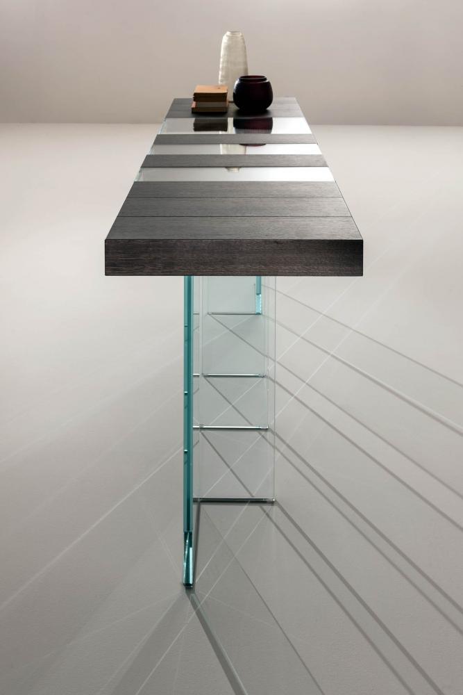 laurameroni elemento console in special fossil wood and crystal