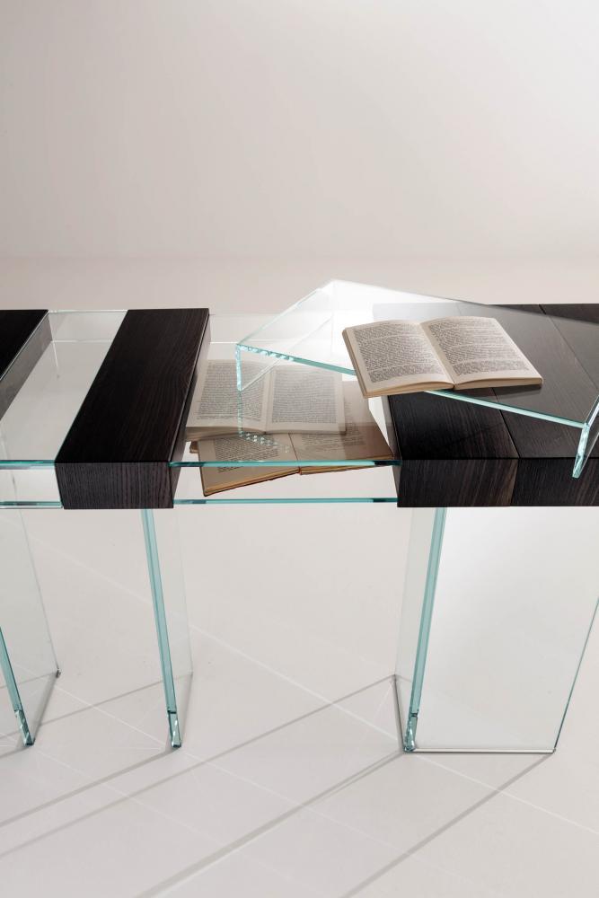 laurameroni elemento console in special fossil wood and crystal