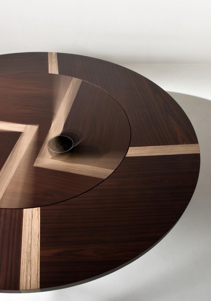 laurameroni luxury rounded table in wood for modern interior design and decor