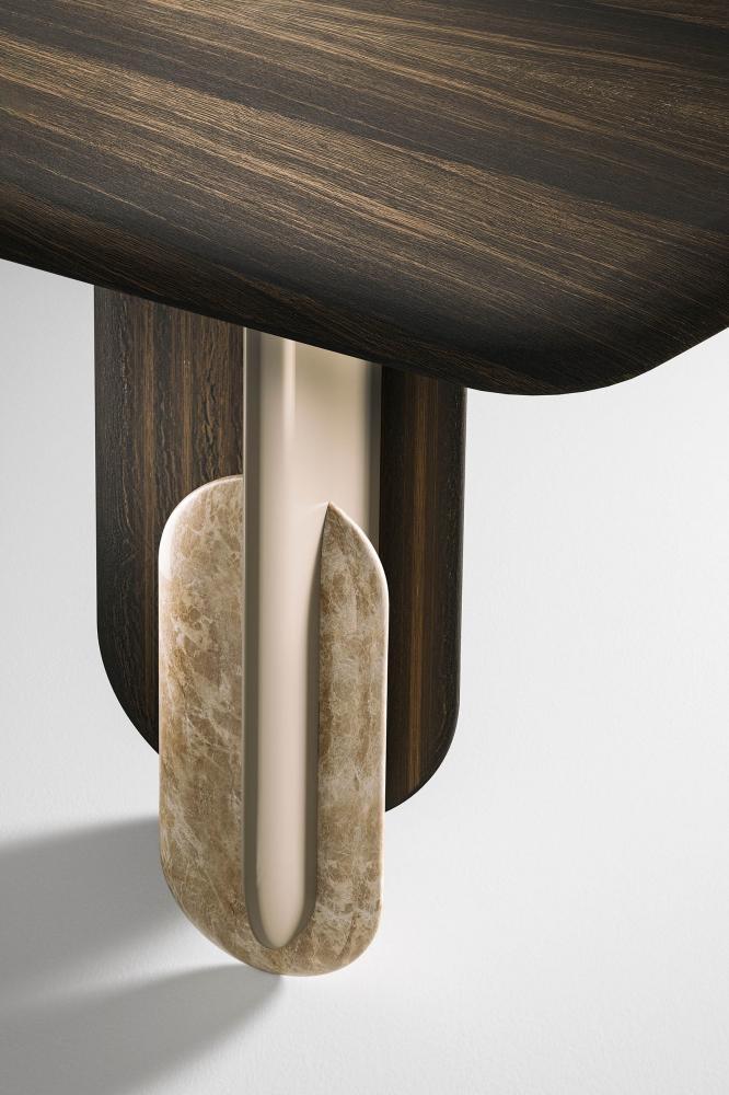 laurameroni talento table in custom wood and marble