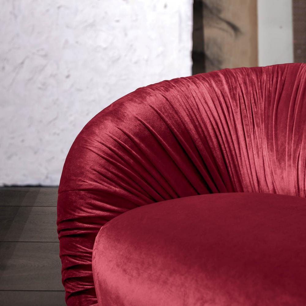 laurameroni modern red armchair with a velvet drapery