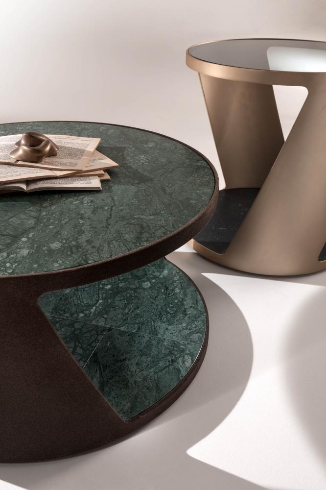 laurameroni customizable low tables in lacquered wood and marble