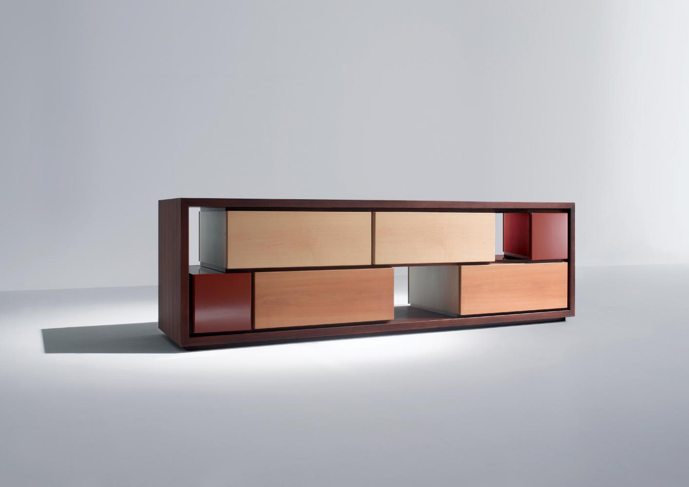 laurameroni bd 09 sideboard in customizable red lacquered wood modules