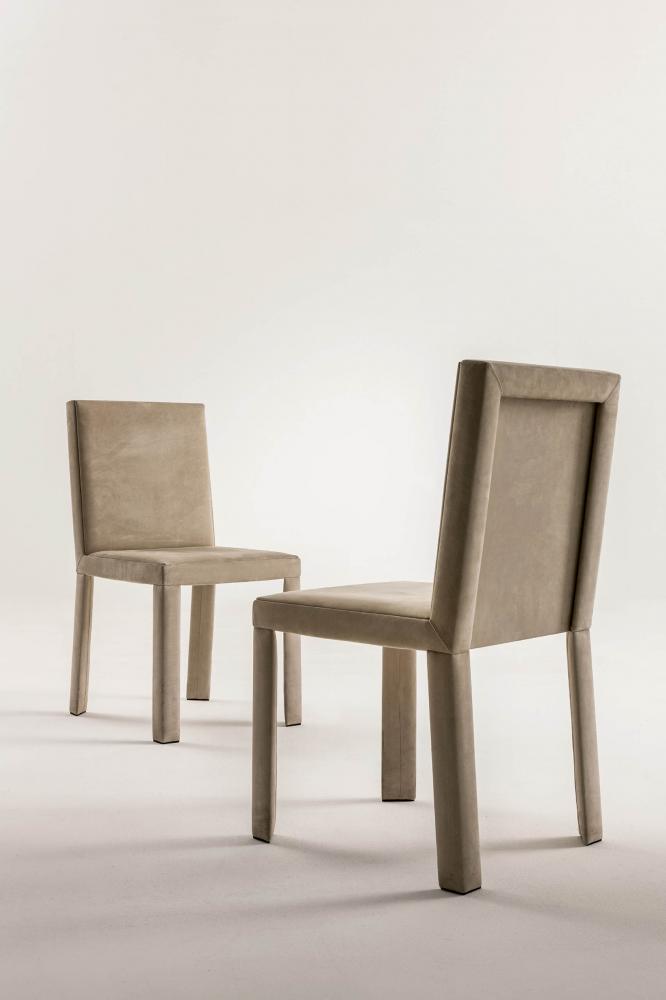 bd 20 padded customizable chair in cream nubuck leather