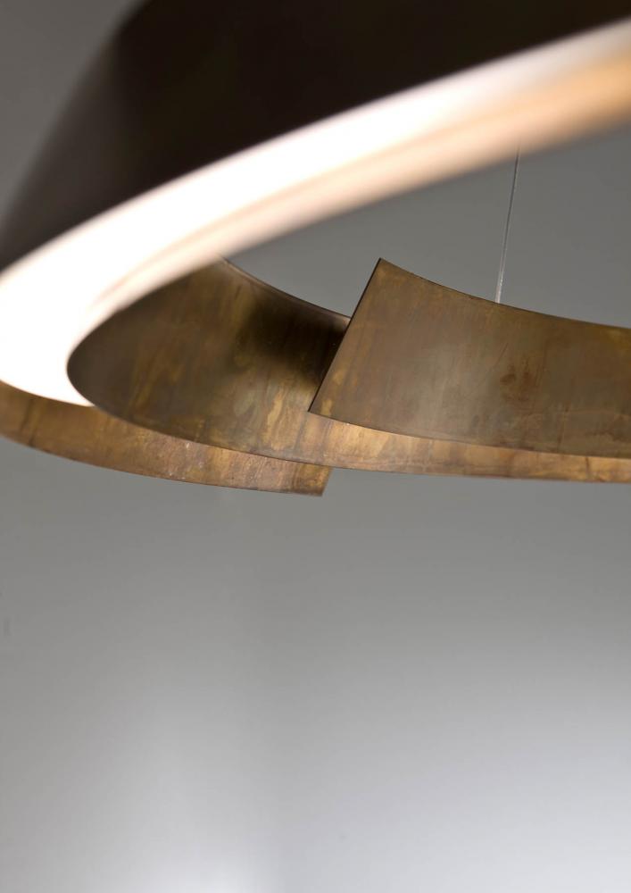 Circular suspended luxury modern lamp in brass Swirl