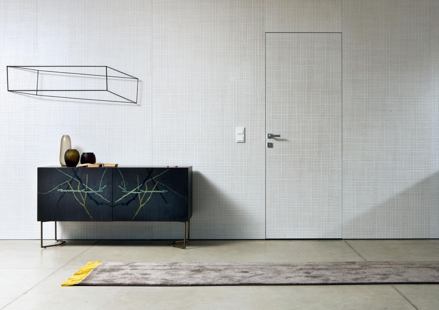 Modern limited edition sideboard in wood with inlays and brass legs designed by Fausta Squatriti for luxury home. 