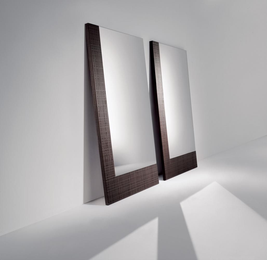 Modern custom made rectangular mirror with Maxima textured wood frame