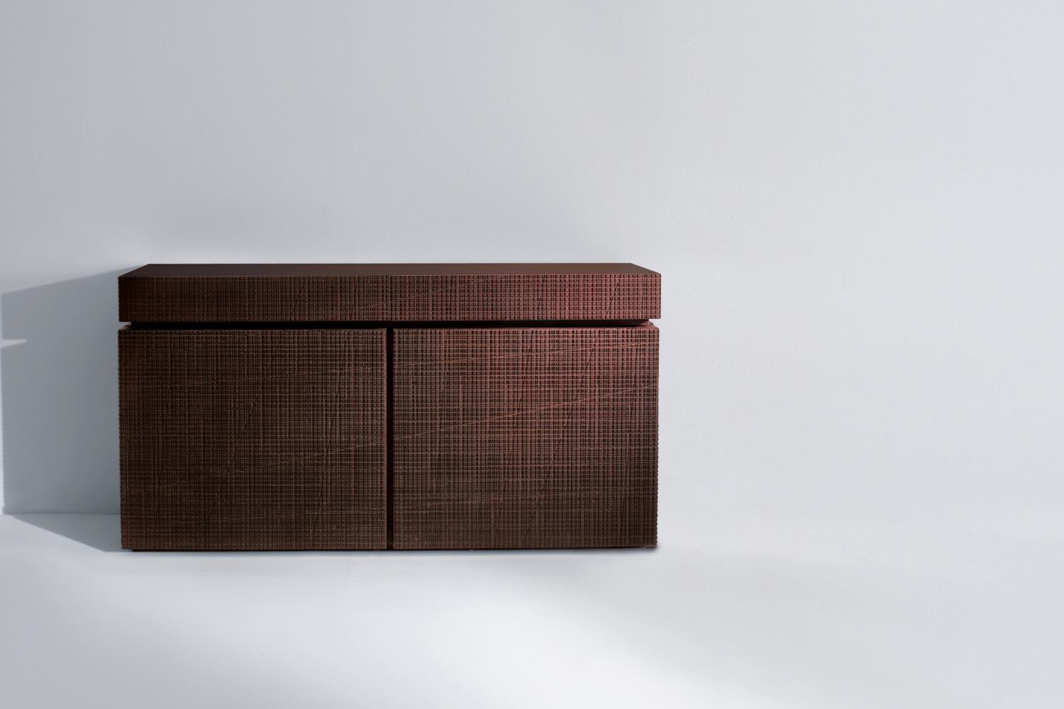 Contemporary sideboard with Maxima textured wood sliding doors