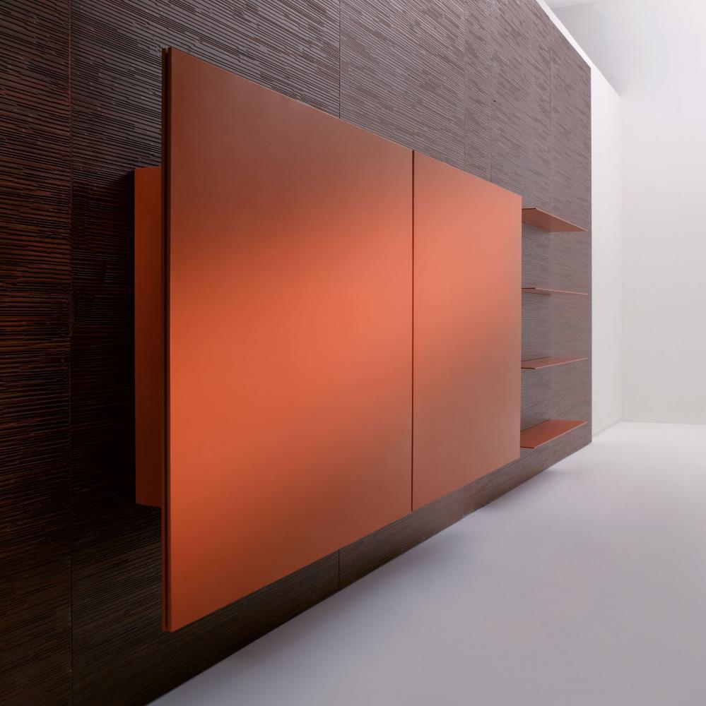 Modern hanging wall units with decorative hinged doors