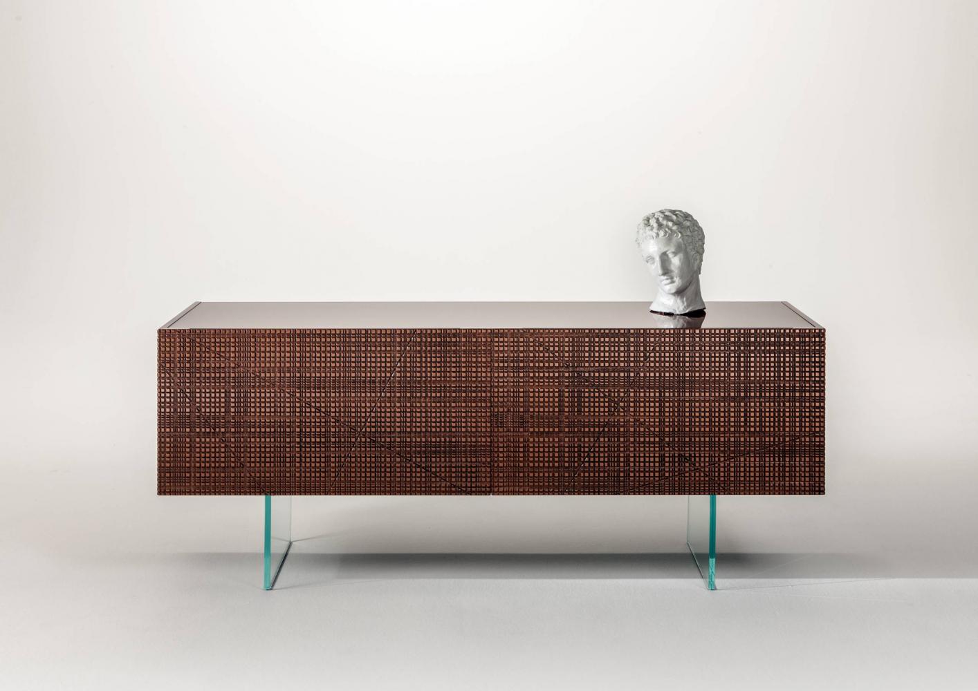 Modern sideboard B 51 with Maxima carving in bronze or liquid metal finish