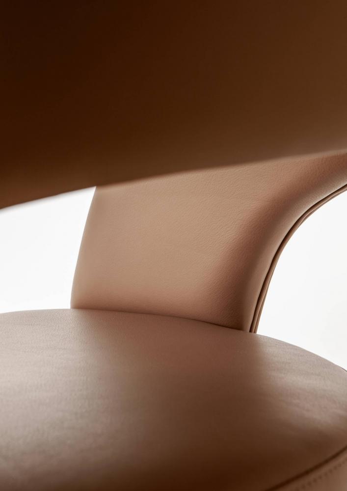Minimal luxury modern chair LV 102 in precious leather, velvet or fabric