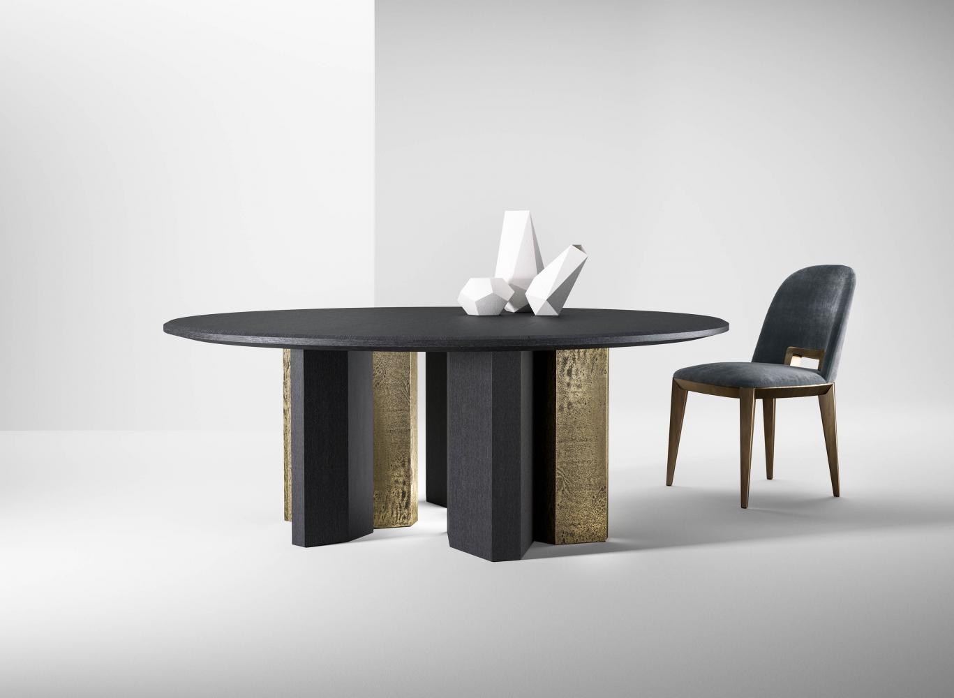 laurameroni design table imperfetto in wood and liquid metal raptor