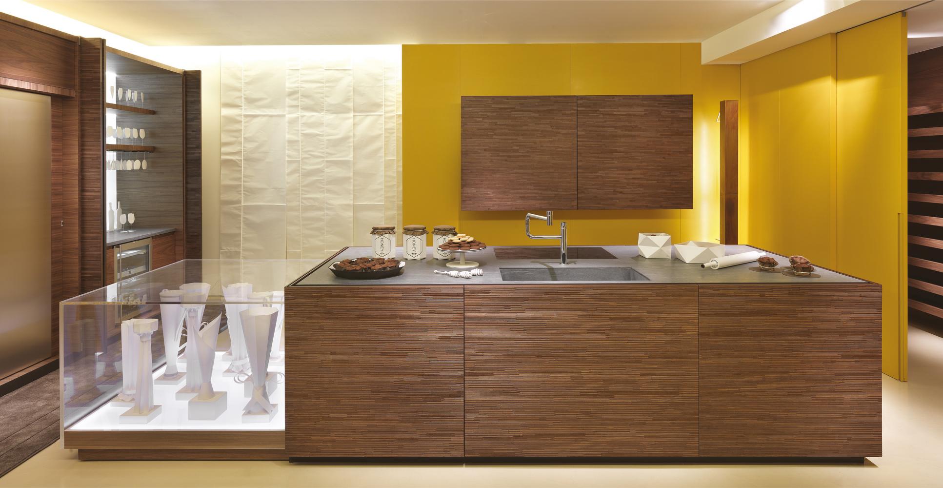 Bespoke luxury modern kitchen in carved wood
