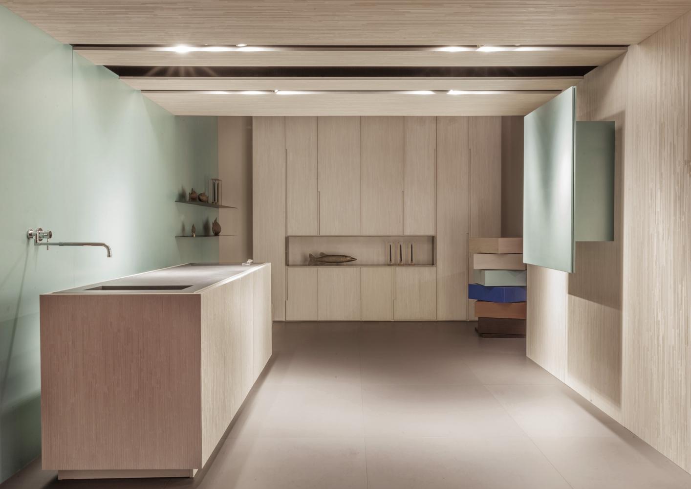 Bespoke luxury modern kitchen in white carved wood