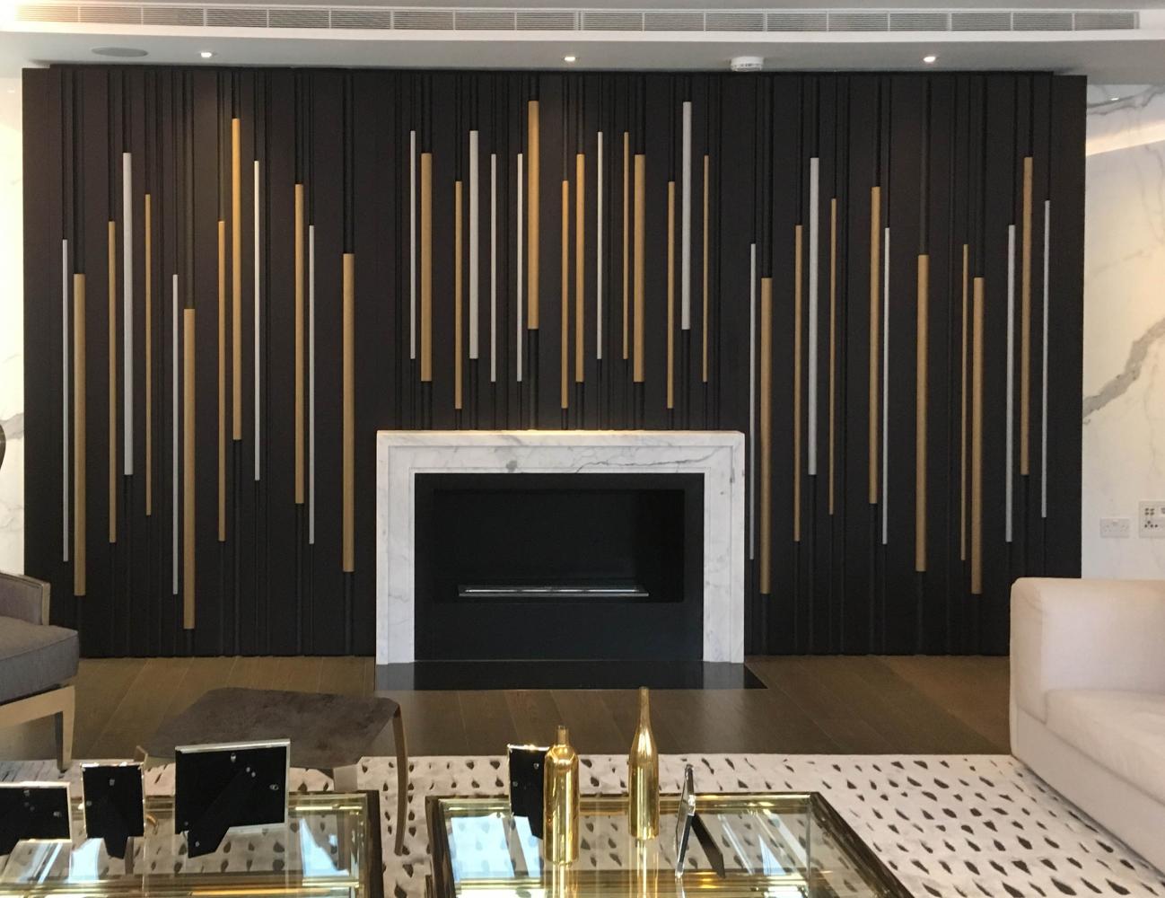 Laurameroni furnishes a luxury flat in London with boiserie Bamboo wall panels for a modern interior design