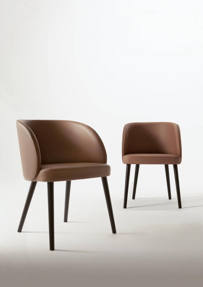Minimal luxury modern chair LV 101 in precious leather, velvet or fabric