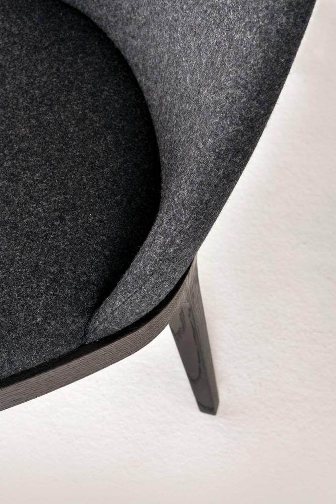 Minimal luxury modern chair LV 103 in precious leather, velvet or fabric