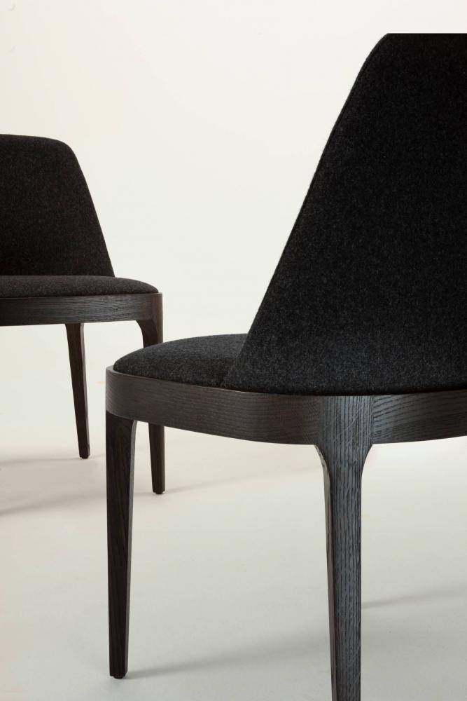 Minimal luxury modern chair LV 103 in precious leather, velvet or fabric