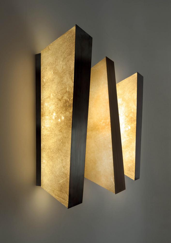 Modern led wall lamp in parchment and burnished brass for luxury home