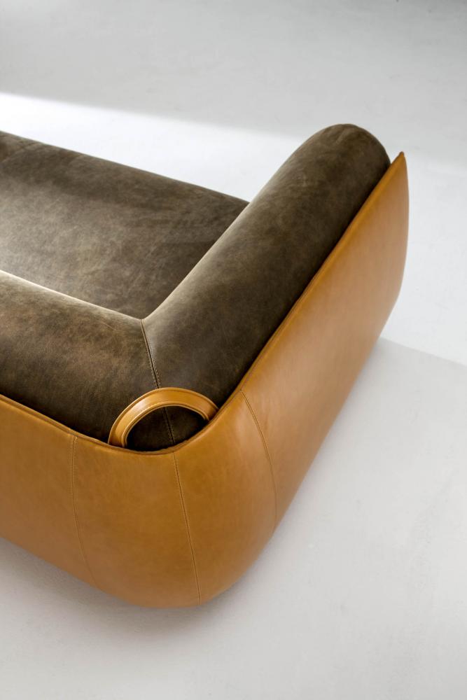 luxury modern comfortable leather sofa in brown nubuk