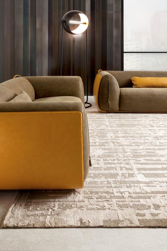 luxury modern comfortable leather sofa in brown nubuk