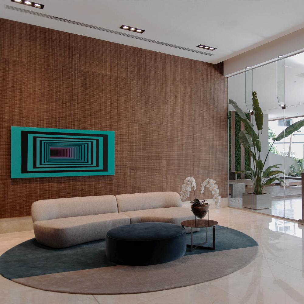laurameroni exclusive made to measure furniture in a luxury contemporary residencial building lobby in panama