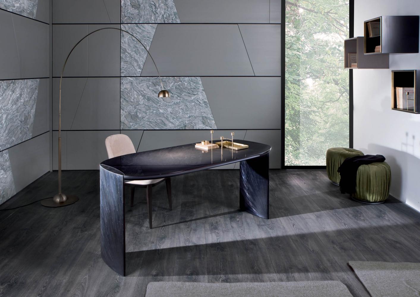 modern design luxury home studio by laurameroni with minimal design desk in black glossy lacquered