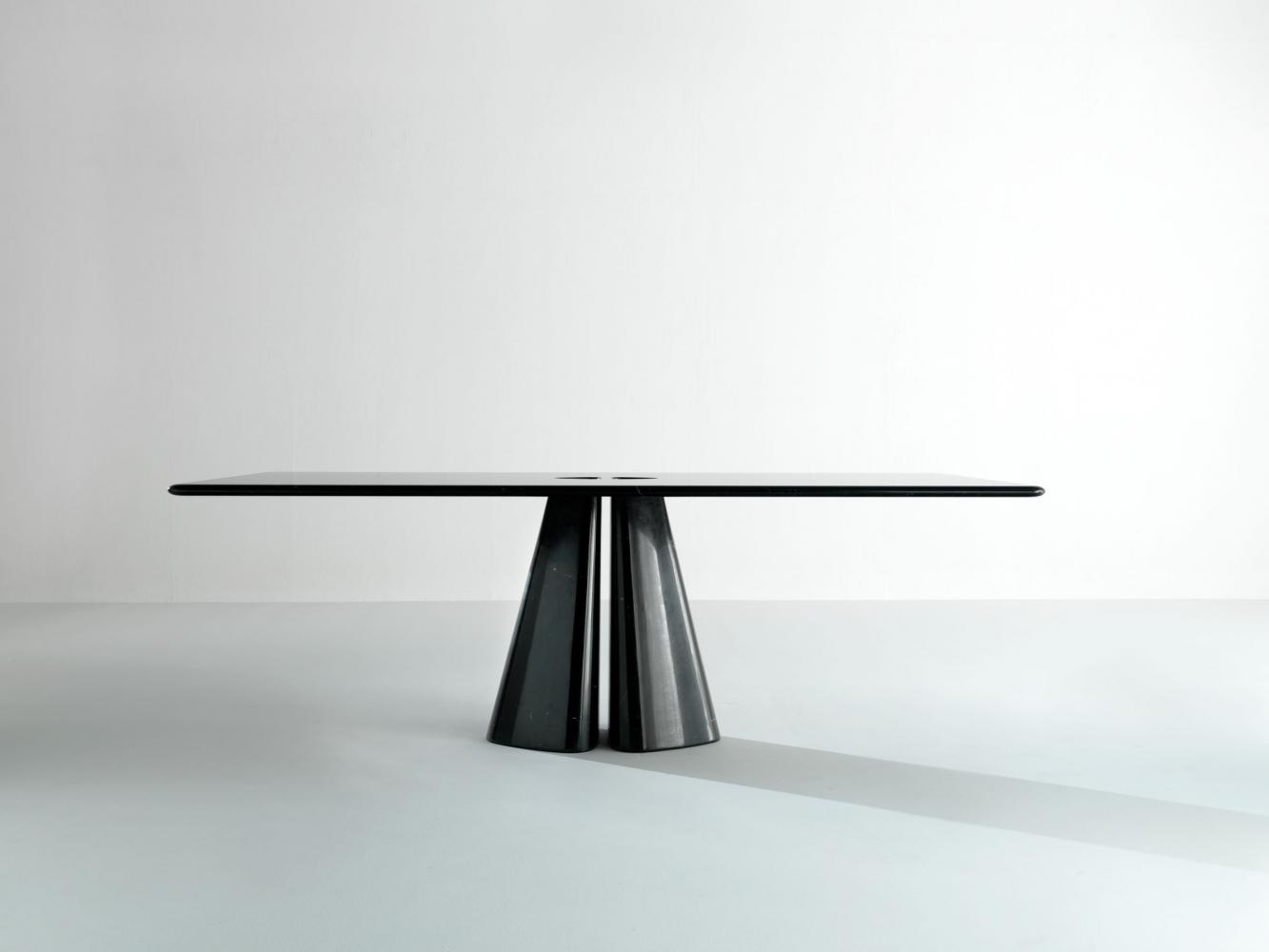 Rectangular solid marble table in black marquina