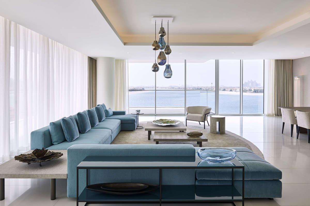Luxury modern table clad in metal for dining room Laurameroni in Dubai Serenia Residences by Caspaiou Interior Design