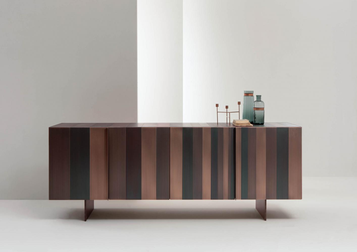 ST 12 laurameroni luxury custom size low sideboard in wood and copper