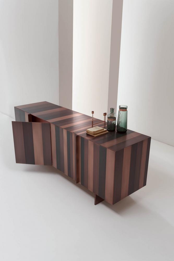 ST 12 laurameroni luxury custom size low sideboard in wood and copper