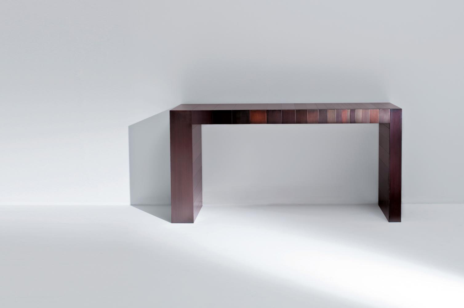 ST 40 Luxury modern console table clad in burnished copper