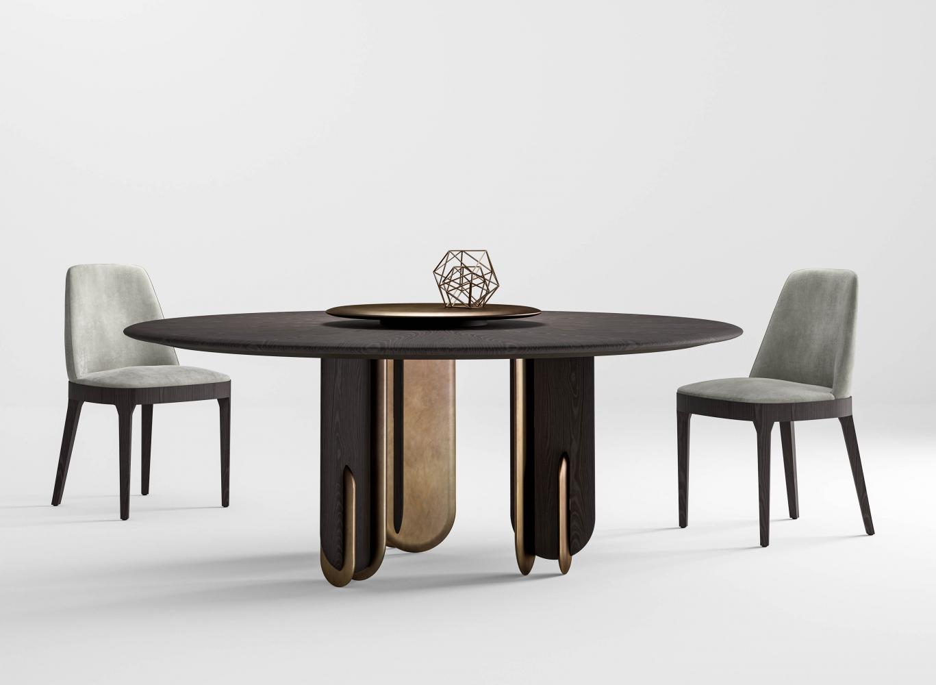 laurameroni rounded talento table in wood and metal lacquering