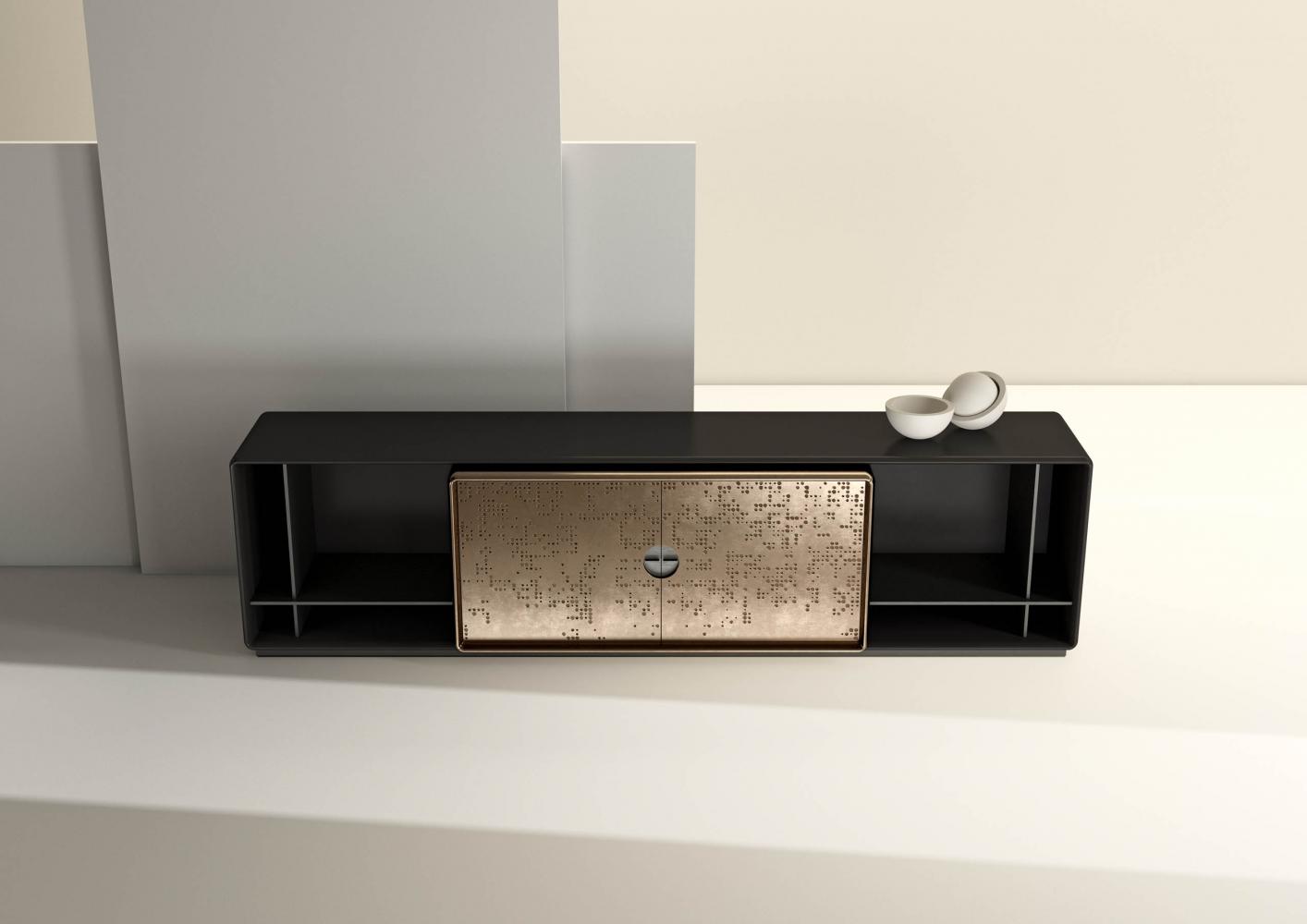 Talento modern low sideboard customizable in wood, metal and textures