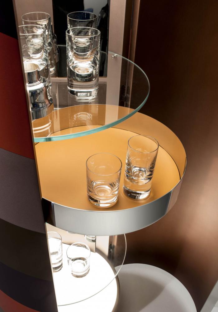luxury modern design multi colour cylindrical cabinets with polished steel internal part