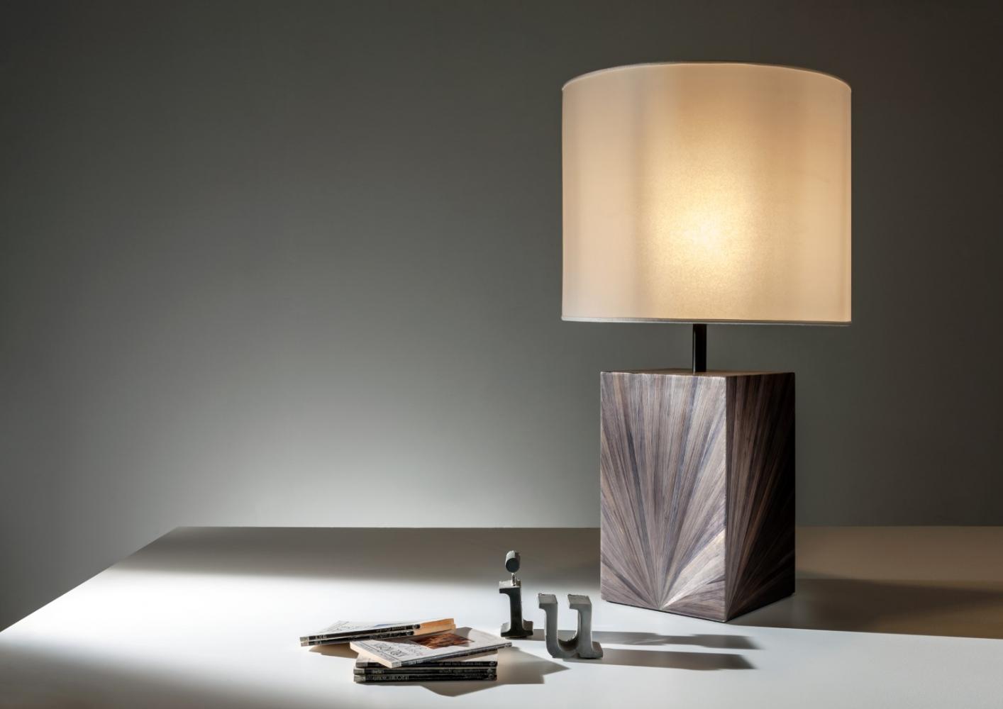 laurameroni boote table lamp in wood with parchment or flower lampshade