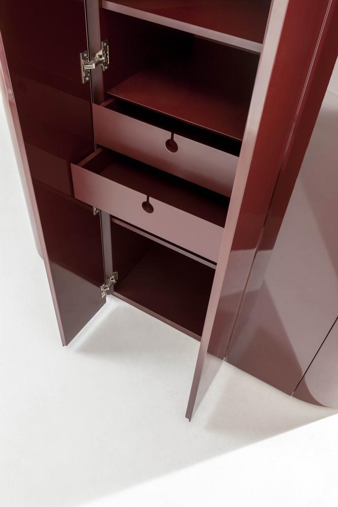 laurameroni collectionist medium cabinet in red glossy lacquered wood