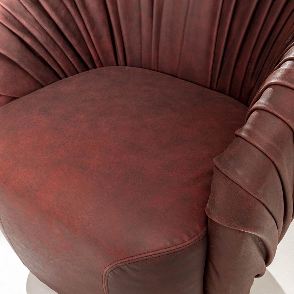 laurameroni drapé red club chair in draped leather or velvet