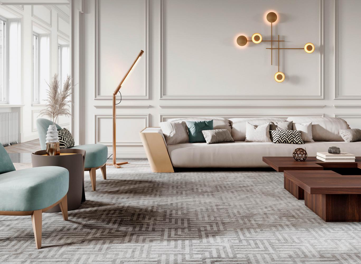 laurameroni furniture and lighting in a modern livingroom aesthetic