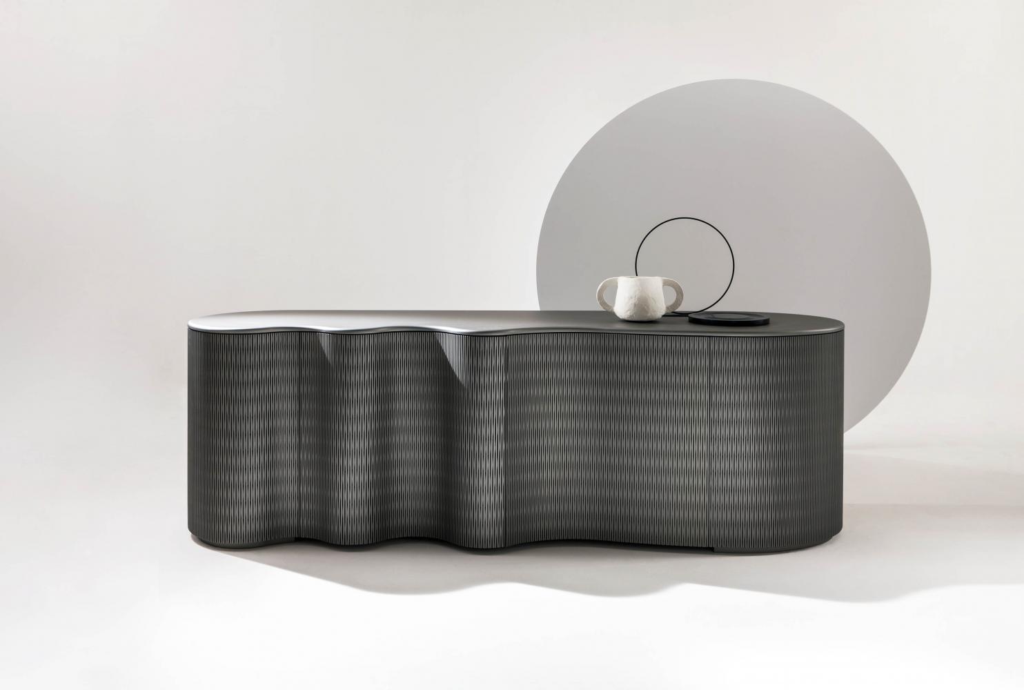 laurameroni customizable curved sideboard in lacquered wood
