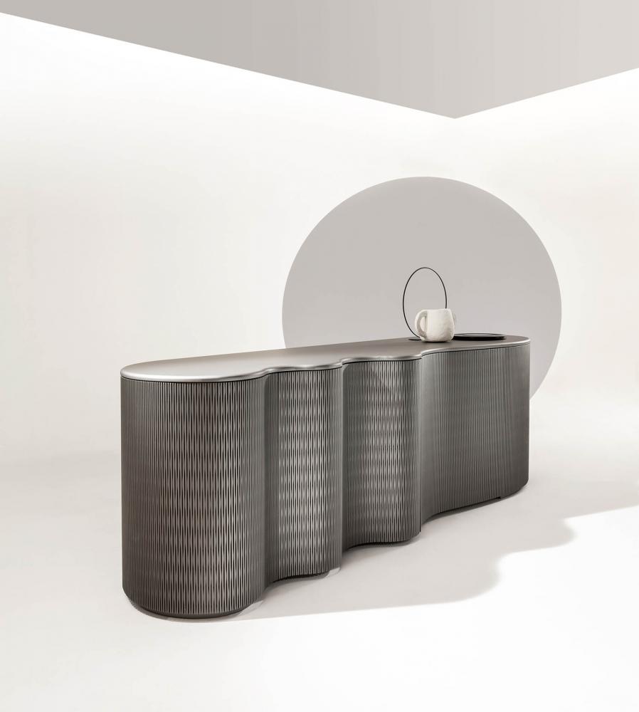 laurameroni customizable curved sideboard in lacquered wood