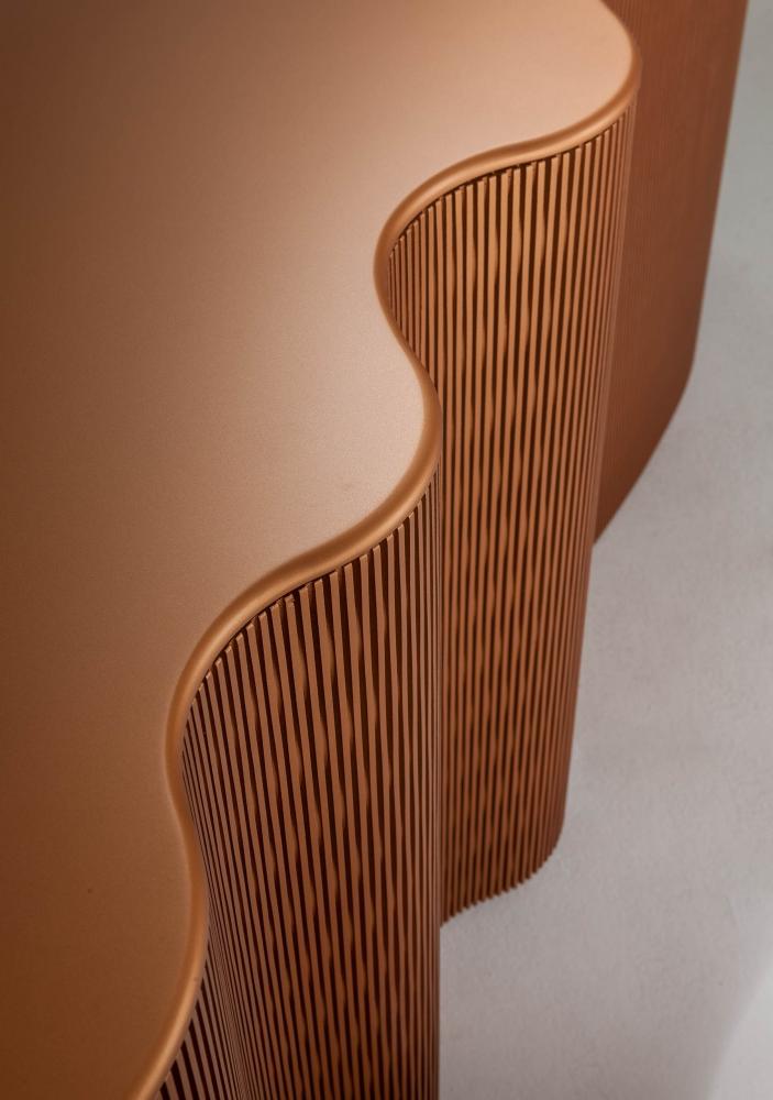 laurameroni infinity console in curve varnished wood