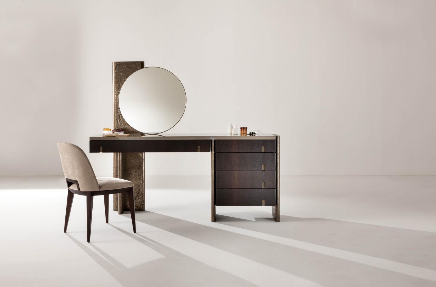 Luxury vanity console table with round mirror