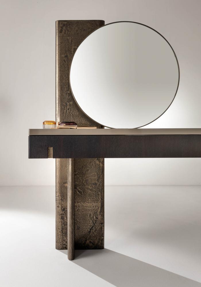 Luxury vanity console table with round mirror