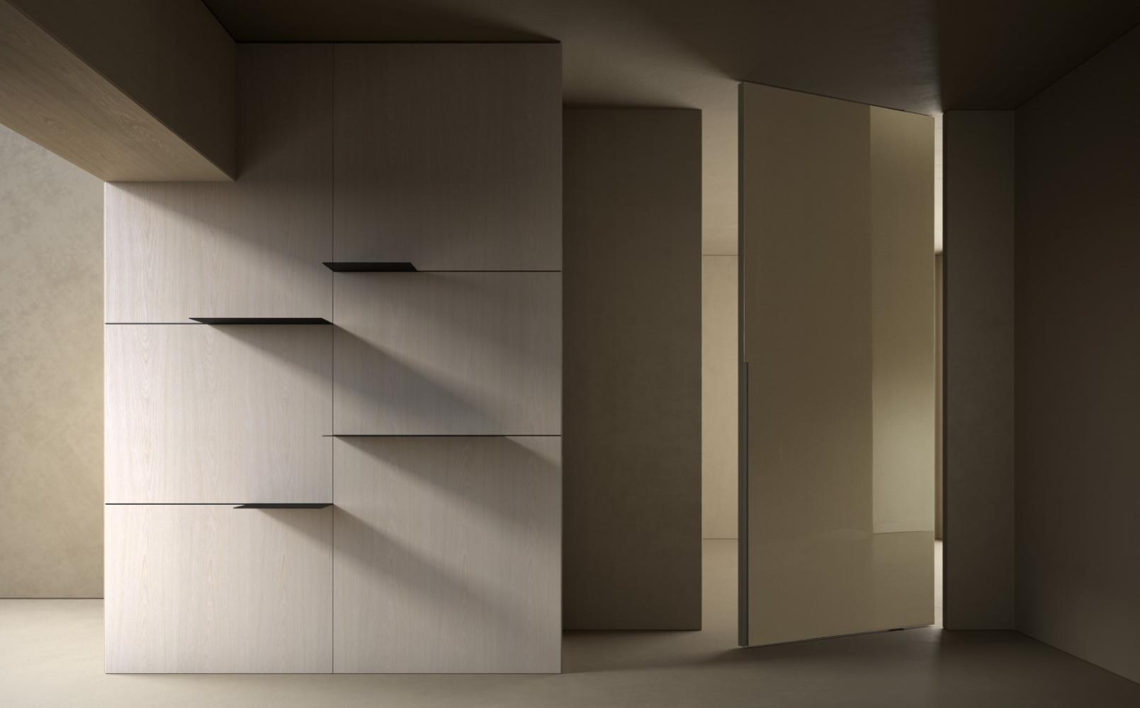 laurameroni made to measure integrated wall panels in plain wood