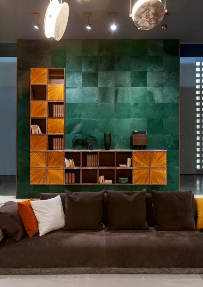 laurameroni luxury interior design living room and bedroom stand at salone del mobile 2024