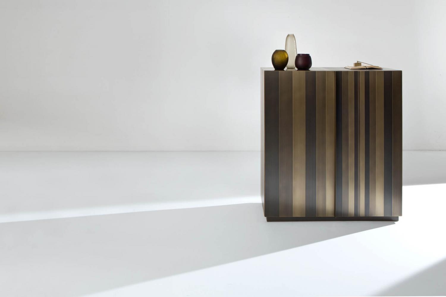 ST 01 Luxury high sideboard clad in brass, copper, iron or stainless steel